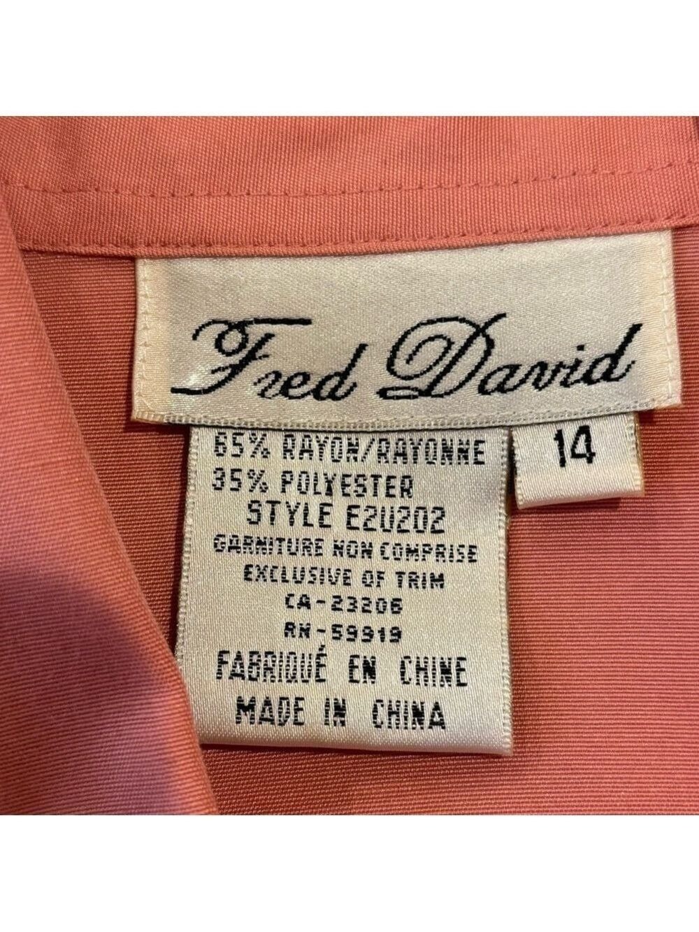90s SAFARI STYLE BLOUSE LONG SLEEVE CLASSIC & CASUAL BUTTON DOWN PEACH 14 - Picture 14 of 15